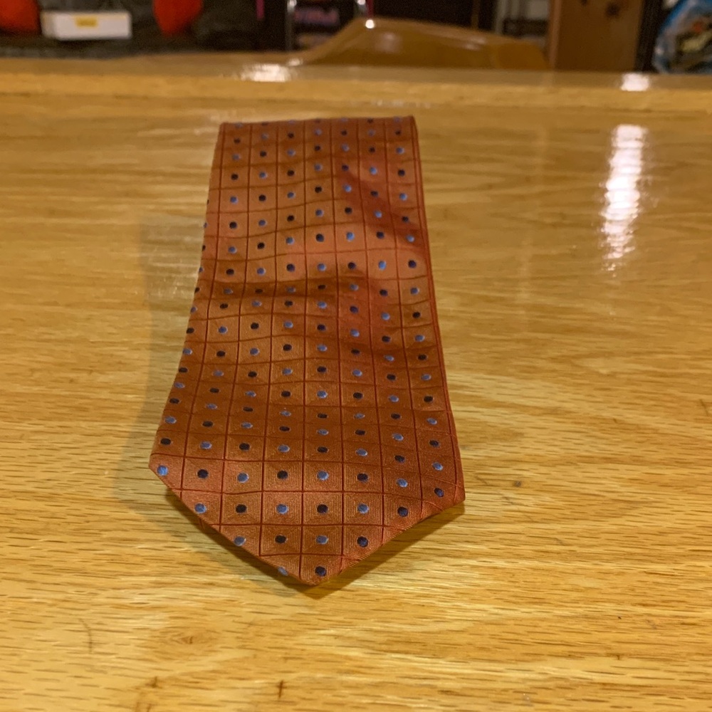 Tommy Hilfiger Brown Tie with Blue Dots